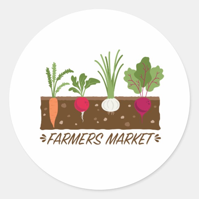 Sticker Rond Marché des agriculteurs (Devant)