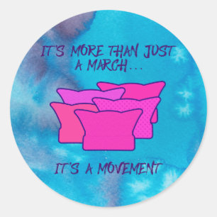 Sticker Rond Marche des femmes, Casquette rose, Mouvement,