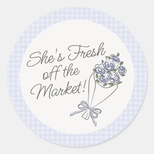 Sticker Rond Marché Fleur Bleue Frais Floral Mariage Shower (Devant)