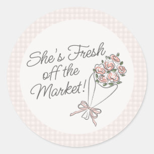 Sticker Rond Marché Fleur Rose Frais Floral Lavage de la Mariée
