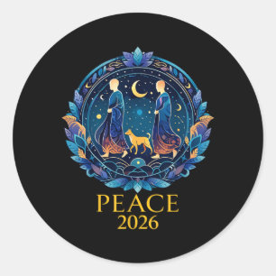 Sticker Rond Marche pour la paix 2026 Moines pour la paix mondi