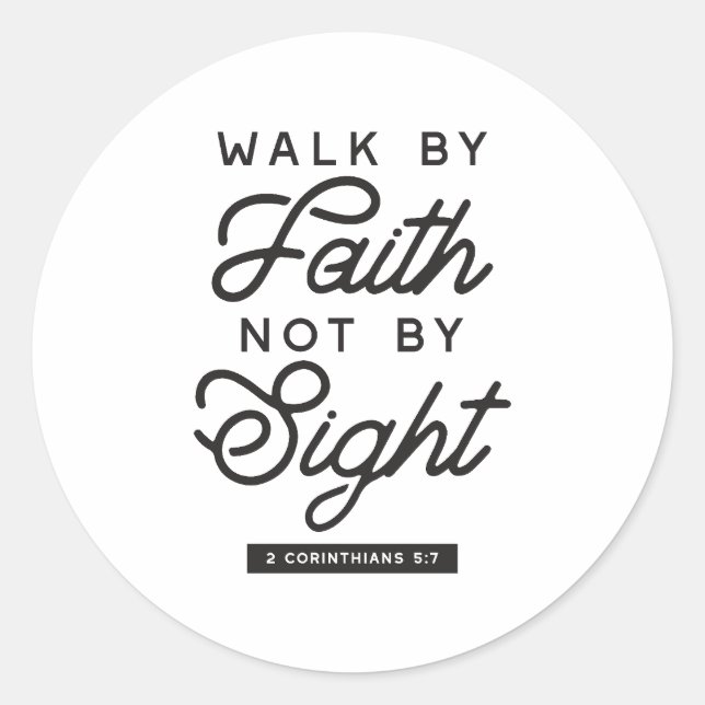 Sticker Rond "Marcher par la foi" Bible Verse Typographie Desig (Devant)