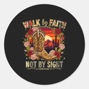 Sticker Rond Marchez par la foi et non par la vue Tee-shirt 2 C