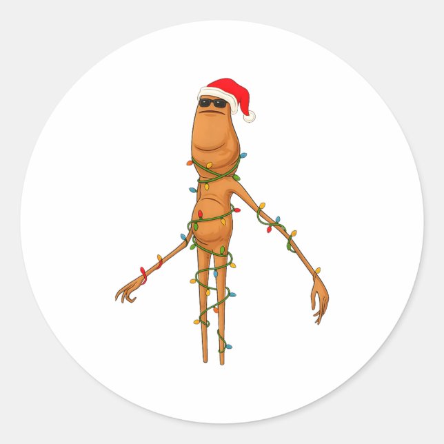 Sticker Rond Marcus The Worm, Funny Christmas Lights  (Devant)