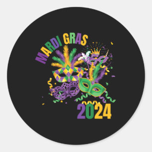 Sticker Rond Mardi Gras 2024 Mask Mardi Gras Party Pour Hommes