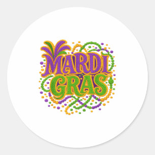 Sticker Rond Mardi Gras Carnaval Mardi Gras Crochet à la Main L
