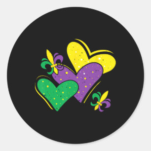 Sticker Rond Mardi Gras Coeurs tenue femmes filles enfants bébé