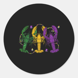 Sticker Rond Mardi Gras Crawfish Drôle Retro Costume de parade