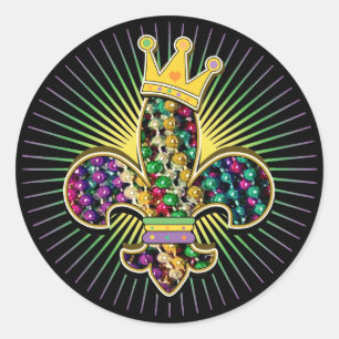 Sticker Rond Mardi Gras Fleur