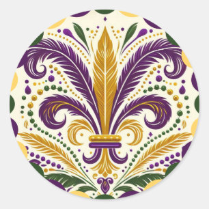 Sticker Rond Mardi Gras fleur-de-lis