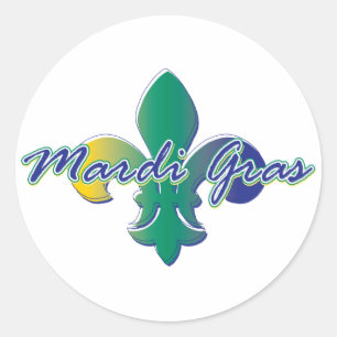 Sticker Rond Mardi Gras Fleur de lis tri