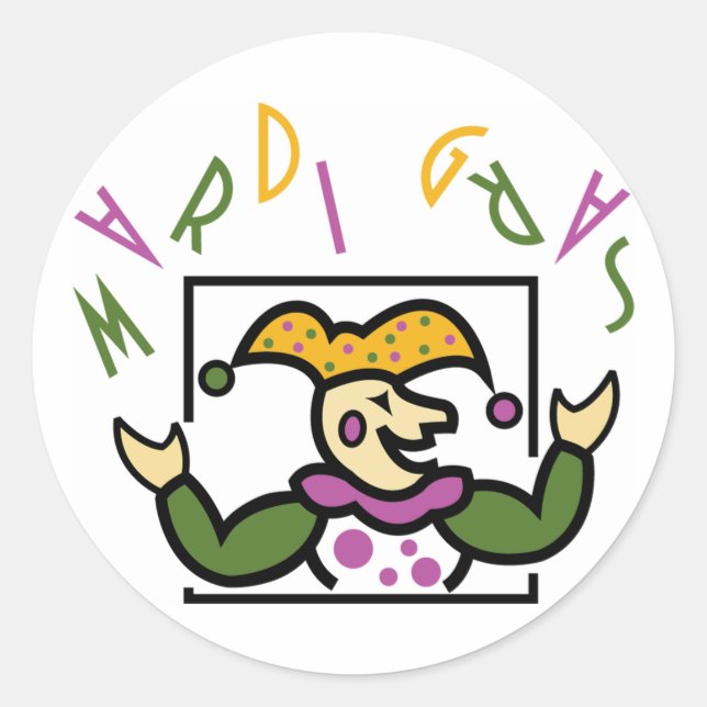Sticker Rond Mardi Gras Jester (Devant)