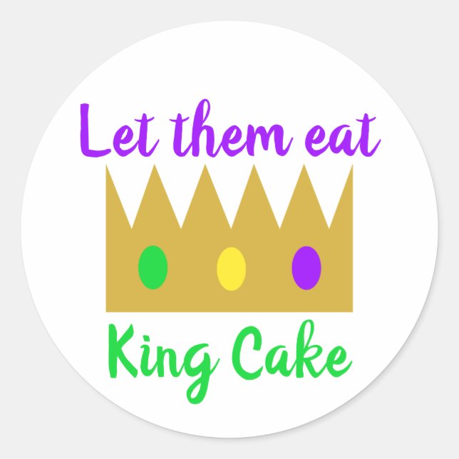 Sticker Rond Mardi Gras Les Laisse Manger King Cake Crown (Devant)