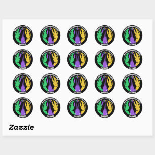 Sticker Rond Mardi Gras Mardi Gras Violet Or Vert Poisson-Corbe