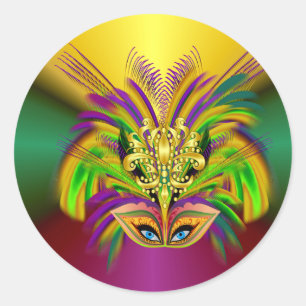 Sticker Rond Mardi-Gras-Mask-The-Queen