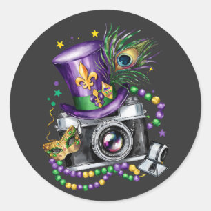 Sticker Rond Mardi Gras Mélangez le costume photographe Fes