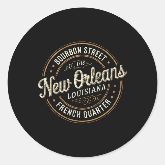 Sticker Rond Mardi Gras New Orleans Louisiana Bourbon Street So (Devant)