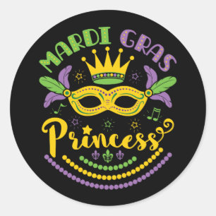 Sticker Rond Mardi Gras Princesse