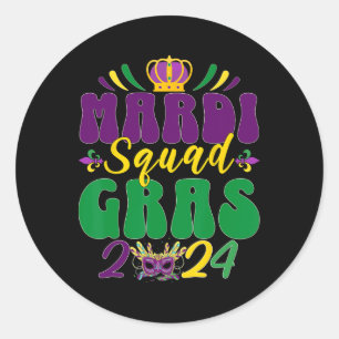 Sticker Rond Mardi Gras Squad 2024 Célébration du Groupe Corres
