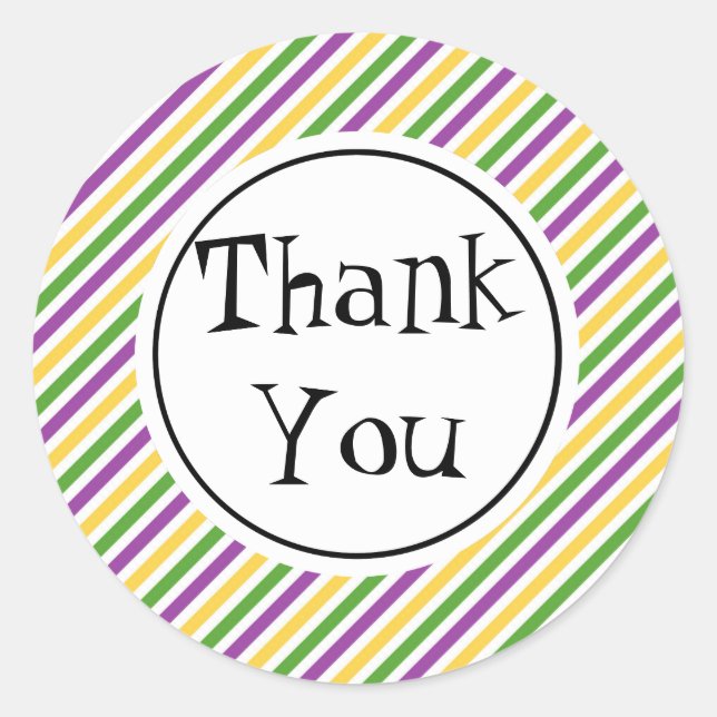 Sticker Rond Mardi Gras Stripe Anniversaire (Devant)