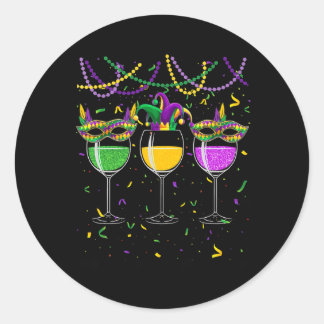 Sticker Rond Mardi Gras Vins Lunettes de Masque perles Jester C