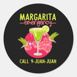 Sticker Rond Margarita Chemise d'Urgence Mexicaine Fiesta Funny
