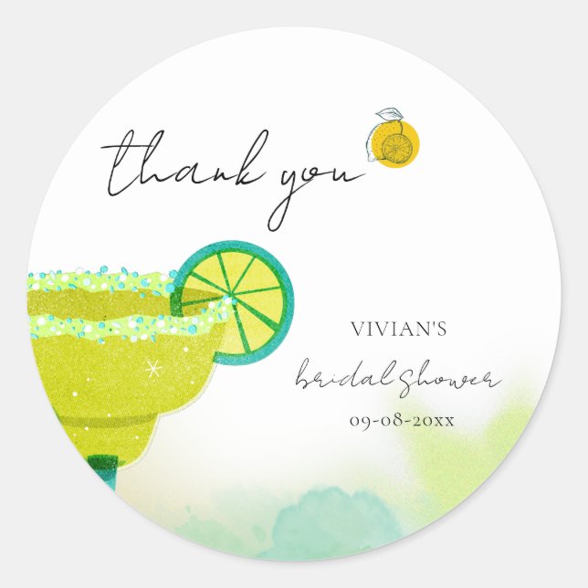 Sticker Rond Margarita Tequila au Citron Vert Aquarelle Enterre (Devant)