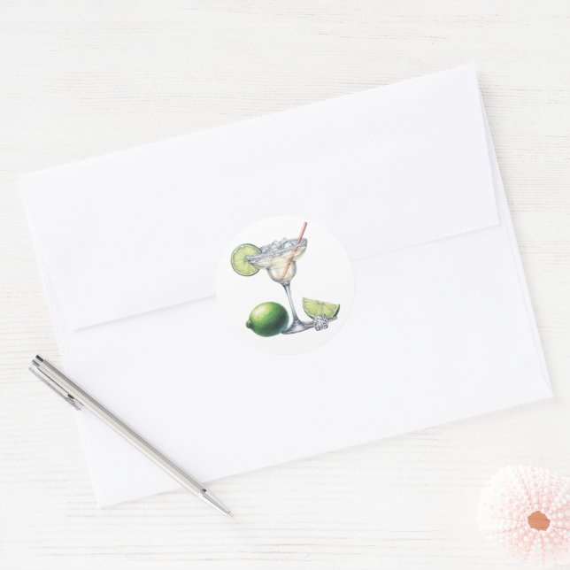 Sticker Rond Marges élégantes et Fête des mariées de mariage (Enveloppe)