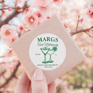 Sticker Rond Marges et Matrimony Beach Bachelorette party