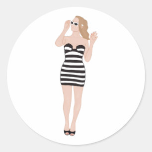 Sticker Rond Margot Robbie comme Barbie d'origine