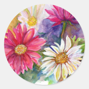 Sticker Rond Marguerites multicolores de Gerbera