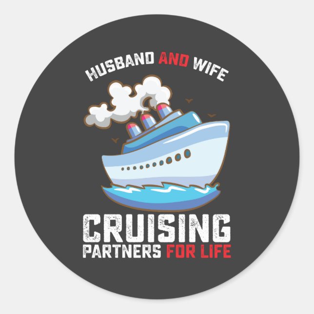 Sticker Rond Mari Et Femme Partenaires De Croisière À Vie (Devant)