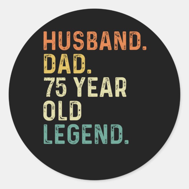 Sticker Rond Mari père 75 Année légende 75ème anniversaire rétr (Devant)