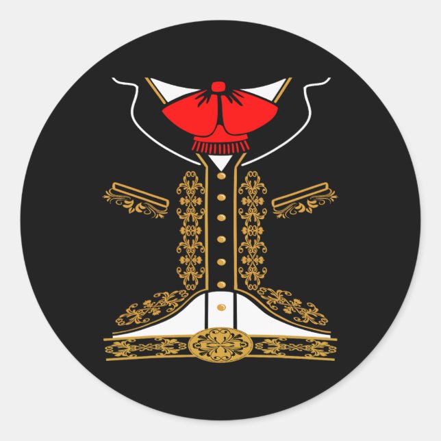 Sticker Rond Mariachi Charro Costume Mexicain Pour Cinco De May (Devant)