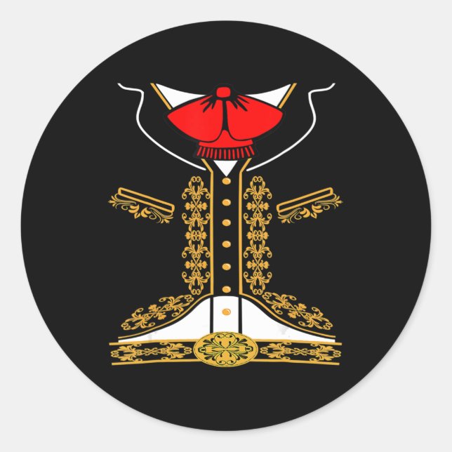 Sticker Rond Mariachi Charro Costume Mexicain Pour Cinco De May (Devant)