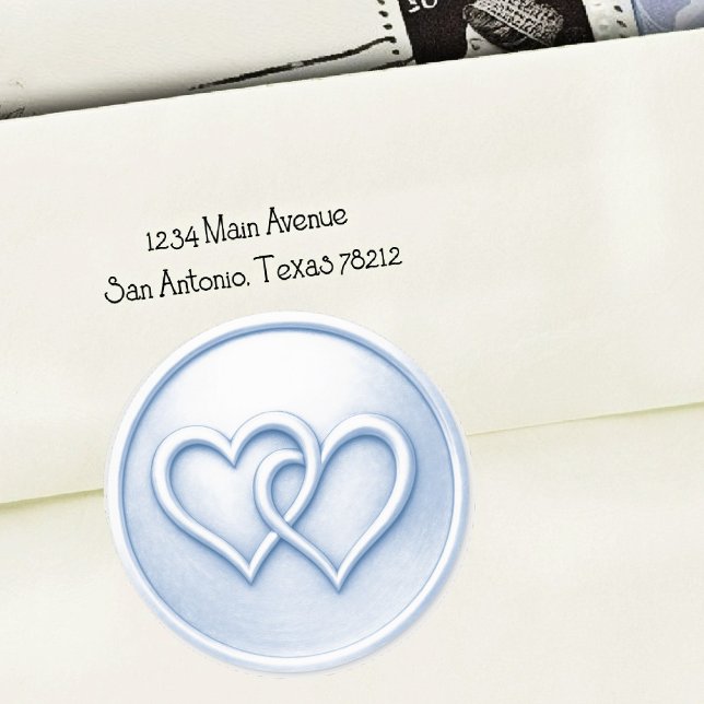 Sticker Rond Mariage à deux cœurs entrelacés bleu clair (Créateur téléchargé)