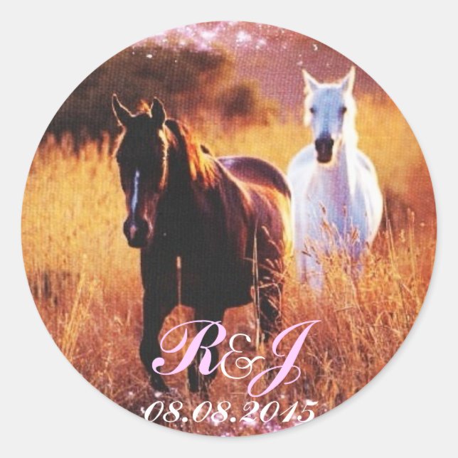 Sticker Rond mariage à thème du coucher de soleil de l'ouest (Devant)