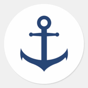 Sticker Rond Mariage Ancre bleu marine