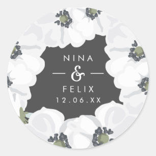 Sticker Rond Mariage Anemone vintage