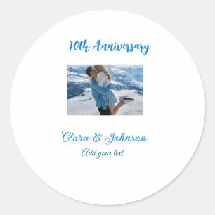 Sticker Rond Mariage Anniversaire ajouter nom année image texte