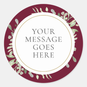 Sticker Rond Mariage aquarelle de verdure de couleur or de Bour