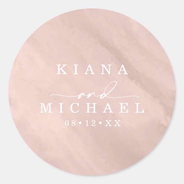 Sticker Rond Mariage Aquarelle moderne Rose Gold ID816 (Devant)