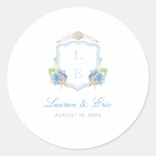 Sticker Rond Mariage Armoiries Monogramme Côtière