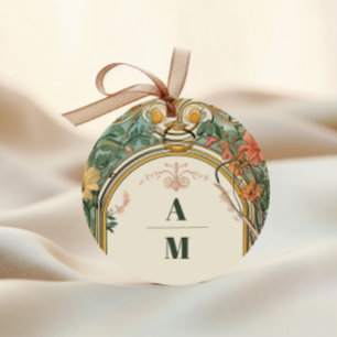 Sticker Rond Mariage Art Nouveau Floral Vintage