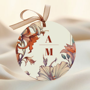 Sticker Rond Mariage Art Nouveau Floral Vintage