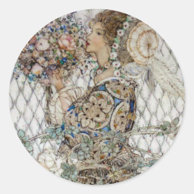 Sticker Rond Mariage Art Nouveau Vintage Shower (Devant)