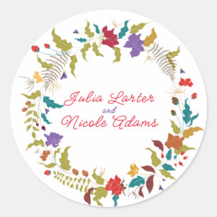 Sticker Rond Mariage au jardin de fleurs exotiques de Wild Rose