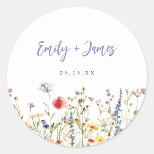 Sticker Rond Mariage aux Fleurs Sauvages