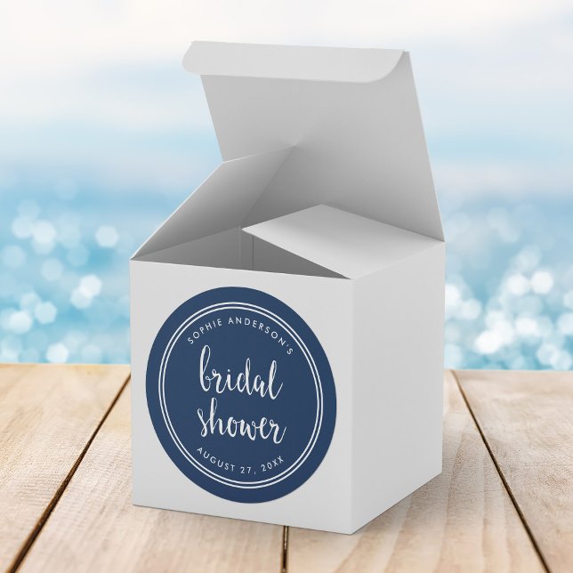 Sticker Rond Mariage avec texte bleu et rayures blanches (Créateur téléchargé)