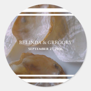Sticker Rond Mariage Beach Clams